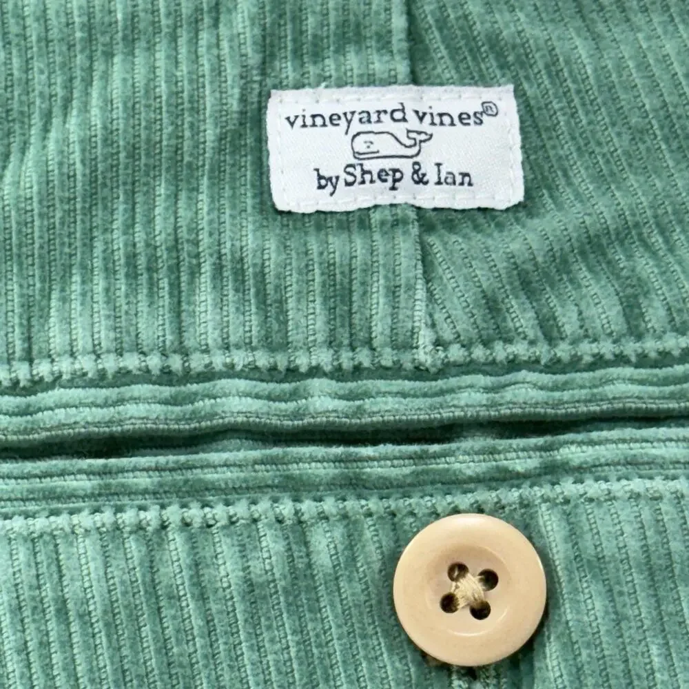 Vineyard Vines Boys‎ 14 Green Corduroy Pants Embroidered Whale Preppy Classic
